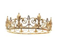 Tiara corona di gioielli per capelli per donne vintage Royal piena rotonda corona barocca in lega di rinestone Tiaras gambo per damigella gamba per le donne uomini con il concorso accessori per