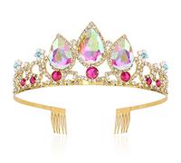 Tiara Crowns for Women Girls Elegant Princess Crown Tiaras for Women Bridal Wedding Prom Birthday Cosplay Halloween, 15 * 13 * 5CM, Crystal Rhinestone Feather