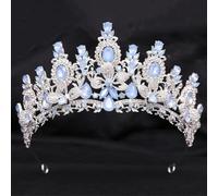 Tiara da donna con fiori d'acqua e strass, diadema, velo, diadema, accessori per capelli da sposa