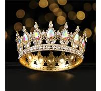 Tiara da donna rotonda con corone di cristallo corona piena corona re tiara corona nuziale corona accessori per abiti