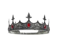 Tiara Da Festa Con Corona E Gioiello D'imitazione Barocca Da Uomo per Varie Occasioni(Anti silver red)