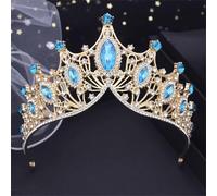 Tiara da sposa copricapo da sposa corona accessorio per capelli per donne damigella d'onore festa di compleanno concorso oro blu 6