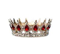 Tiara Da Sposa Europea Principessa Rotonda Barocca Corone Da Concorso Corona Completa Di Cristallo Tiara Da Re Delicato Confortevole(C8)