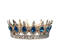 Tiara Da Sposa Europea Principessa Rotonda Barocca Corone Da Concorso Corona Completa Di Cristallo Tiara Da Re Delicato Confortevole(C10)