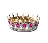 Tiara Da Sposa Europea Principessa Rotonda Barocca Corone Da Concorso Corona Completa Di Cristallo Tiara Da Re Delicato Confortevole(C12)