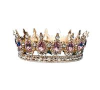 Tiara Da Sposa Europea Principessa Rotonda Barocca Corone Da Concorso Corona Completa Di Cristallo Tiara Da Re Delicato Confortevole(C4)