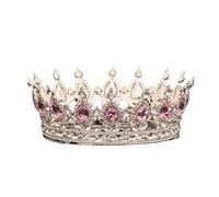 Tiara Da Sposa Europea Principessa Rotonda Barocca Corone Da Concorso Corona Completa Di Cristallo Tiara Da Re Delicato Confortevole(C3)