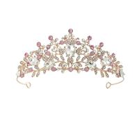 Tiara da sposa in cristallo for donna, corona da regina reale, accessori for capelli da principessa con strass for concorsi, balli di fine anno, rosa