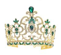 Tiara da sposa nuziale Croona di nozze corta di nozze chiara rinestone di cristallo con pago gioielli per capelli da sposa per matrimonio/fidanzamento/prom queen corona (colore: argento) (verde)