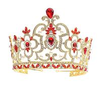 Tiara da sposa nuziale Croona di nozze corta di nozze chiara rinestone di cristallo con pago gioielli per capelli da sposa per matrimonio/fidanzamento/prom regina corona (colore: argento) (rosso)