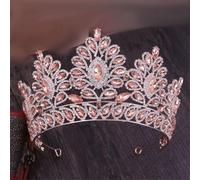 Tiara da sposa vintage con strass corona nuziale copricapo accessori per capelli per concorso sposa oro rosa 6