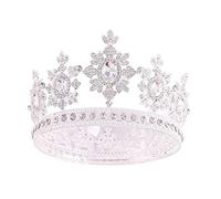 Tiara di cristallo di colore d'argento oro di moda e corone Diademi a corona rotonda di strass adatti agli accessori per i capelli da sposa (colore: argento)