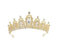 Tiara Di Cristallo For Le Donne, Vintage For Spose, Da Principessa For Ragazze, Festa Compleanno Halloween Adatta A Molte Occasioni(Gold)
