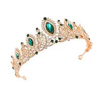 Tiara di cristallo verde e corone Accessori per capelli da sposa per donne Rhinestone Wedding Coperino Croona nuda Diadema in oro
