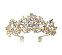 Tiara di Diamanti, Corona Dorata per Matrimonio, Tiara di Cristallo, da Sposa, Festa di Compleanno