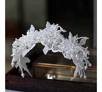 Tiara di Diamanti, Fascia per Capelli in Pizzo Fatto a Mano, Fascia per Capelli da Donna, Fascia per Capelli con Perle, Fascia Floreale, Accessori per Capelli da Sposa