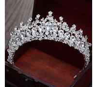 Tiara di Diamanti, magnifica Corona da Sposa con Strass, Tiare, Perline di Cristallo placcate in Argento Vintage, diadema per Donne, Accessori per Capelli