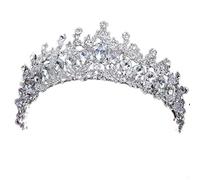 Tiara di Diamanti, magnifica Corona da Sposa con Strass, Tiare, Perline di Cristallo placcate in Argento Vintage, diadema per Donne, Accessori per Capelli