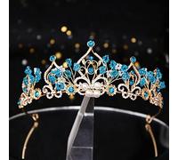 Tiara di Diamanti, Perline di Cristallo Blu, diademi da Sposa, Corona con Strass, diadema, Fascia per Capelli, Accessori per Capelli da Sposa