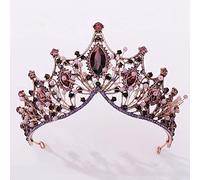 Tiara di Diamanti, Perline di Cristallo Viola Vintage, Tiara da Sposa, Corona, Fascia per Capelli da Sposa, diadema con Strass Neri, Accessori per Capelli