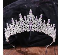 Tiara di Diamanti, Splendida Tiara Color Argento con Strass Viola, corone, cerchietti per Capelli, diadema di Cristallo per Feste, Gioielli per Capelli da