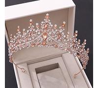 Tiara di Diamanti, Stile retrò, in Oro Rosa, con Cristalli Color Pesca, Corona da Sposa, Strass, diadema, Fascia per Capelli da Sposa, Accessori per capell