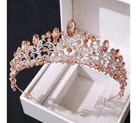 Tiara di Diamanti, Stile retrò, in Oro Rosa, con Cristalli Color Pesca, Corona, Strass, diadema, Velo, Tiara, Fascia, Accessori per Capelli da Sposa