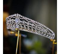 Tiara di Diamanti, Tiara da Regina Vintage, Corona da Sposa, diadema da Sposa, Gioielli per la Testa con Cristalli Dorati e Strass, Accessori per Capelli d