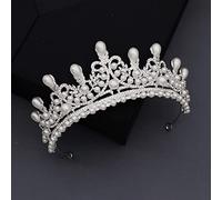 Tiara di Retro per Ragazza,Corona da principessa d'argento da sposa, perle di strass, accessori per capelli con diadema, corona di compleanno, gioielli per capelli da sposa per feste in costume d