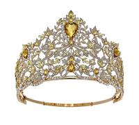 Tiara di Rinestone e corona Crown Circle Crown Rigabile a fascia da sposa Romba Nella corona (oro)