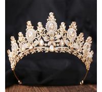 Tiara di strass da donna festa di nozze elegante corona da sposa corona di fiori accessori per capelli champagne