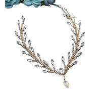 Tiara Elfica,Diadema Donna A265 Cerchietto da sposa in zircone, diademi di cristallo di lusso for donna, copricapo da sposa, catena for la fronte, accessori for capelli, copricapo con strass(DZ032-G)