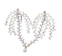 Tiara Elfica,Diadema Donna A265 Cerchietto da sposa in zircone, diademi di cristallo di lusso for donna, copricapo da sposa, catena for la fronte, accessori for capelli, copricapo con strass(A445-G)