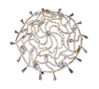 Tiara Elfica,Diadema Donna Cappello con frange glamour e cristalli, accessori for capelli di lusso, tiara, ciondolo for sposa, catena for capelli, gioiello for copricapo, decorazione con strass.(Gold-