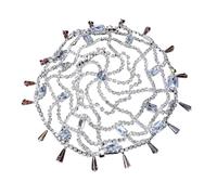 Tiara Elfica,Diadema Donna Cappello con frange glamour e cristalli, accessori for capelli di lusso, tiara, ciondolo for sposa, catena for capelli, gioiello for copricapo, decorazione con strass.(SILVE