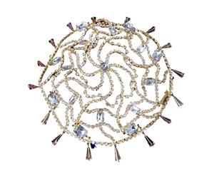 Tiara Elfica,Diadema Donna Cappello con frange glamour e cristalli, accessori for capelli di lusso, tiara, ciondolo for sposa, catena for capelli, gioiello for copricapo, decorazione con strass.(Gold-