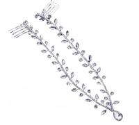 Tiara Elfica,Diadema Donna Cerchietto for la fronte da sposa con strass, copricapo da donna, a forma di goccia d'acqua, con pettini HP465(Silver)