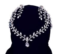 Tiara Elfica,Diadema Donna Cerchietto for la fronte da sposa con strass, copricapo da donna, a forma di goccia d'acqua, con pettini HP465(Silvery)