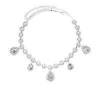 Tiara Elfica,Diadema Donna Ciondolo a goccia d'acqua, catena for la testa, gioiello da sposa, cerchietto con strass, copricapo for la fronte, matrimonio, ragazze(Silver Hair Chain)