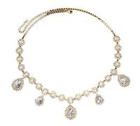Tiara Elfica,Diadema Donna Ciondolo a goccia d'acqua, catena for la testa, gioiello da sposa, cerchietto con strass, copricapo for la fronte, matrimonio, ragazze(Gold Hair Chain)