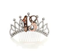 Tiara in oro rosa e argento con diamanti, perfetta per un outfit di compleanno g