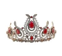 Tiara Indiana Turca Vintage, Corona For Capelli Da Donna, Colore Oro Antico, Gioielli Sposa In Stile Bohémien Occasioni Versatili(FA355RED)