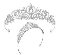 Tiara Matrimonio, Corona di Cristallo Tiara da Donna Diadema in Cristallo Corona da Principessa Regina, per Matrimoni, Balli di Fine Anno, Feste di Principesse, Feste di Compleanno (Argento-B)