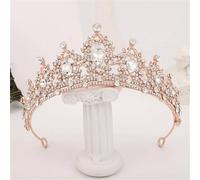 Tiara Nuziale Da Donna Con Cuore Di Cristallo Dorato - Diadema Da Concorso Con Strass, Velo, Tiara, Gioielli Per Capelli Da Sposa