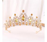 Tiara Nuziale Da Donna Con Cuore Di Cristallo Dorato - Diadema Da Concorso Con Strass, Velo, Tiara, Gioielli Per Capelli Da Sposa