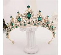 Tiara Nuziale Da Donna Con Cuore Di Cristallo Dorato - Diadema Da Concorso Con Strass, Velo, Tiara, Gioielli Per Capelli Da Sposa