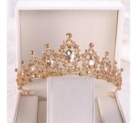 Tiara Nuziale Da Donna Con Cuore Di Cristallo Dorato - Diadema Da Concorso Con Strass, Velo, Tiara, Gioielli Per Capelli Da Sposa
