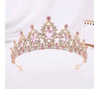Tiara Nuziale Da Donna Con Cuore Di Cristallo Dorato - Diadema Da Concorso Con Strass, Velo, Tiara, Gioielli Per Capelli Da Sposa