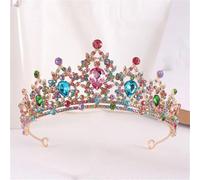 Tiara Nuziale Da Donna Con Cuore Di Cristallo Dorato - Diadema Da Concorso Con Strass, Velo, Tiara, Gioielli Per Capelli Da Sposa