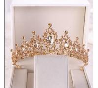 Tiara Nuziale in Lega Placcata con Strass per Sposa | Lega placcata durevole, finitura lucida a lunga durata, ideale per il grande giorno(Gold)